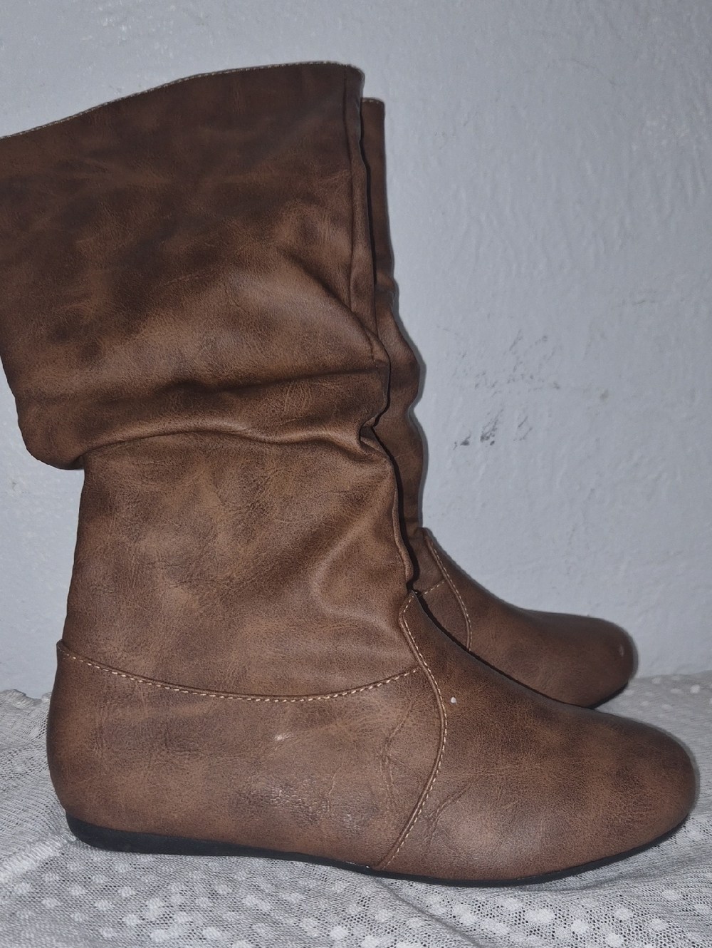 Forever Link Women's Tan Slouchy Mid-Calf Boots